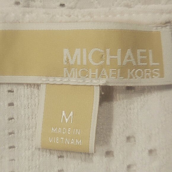 Michael Kors Collection White Eyelet Smocked-Hem Blouse - Women's Size M - Picture 12 of 12